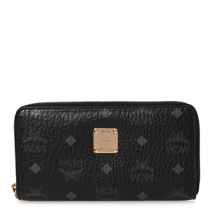 MCM Visetos Large Zip Around Wallet Black 1 of 13