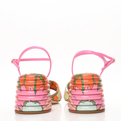 Fendi Fabric Calfskin Promenade Slingback Sandals 38 Arancio Multicolor Lipstick 5 of 9