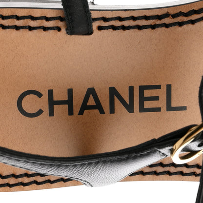 Gucci CHANEL Lambskin CC Thong Sandals 35 38 Black Gold 8 of 9