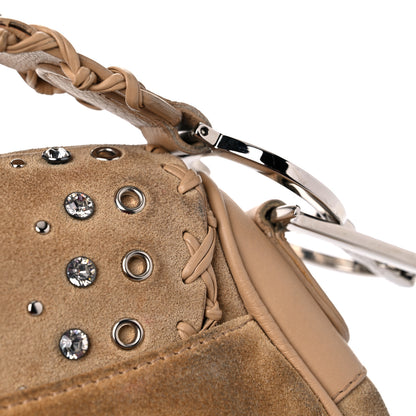 Christian Dior Suede Crystal Studded Saddle Bag Brown 14 of 18
