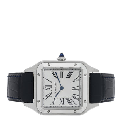 Cartier Stainless Steel Alligator 31.4mm Santos Dumont Quartz Watch Blue 2 of 4