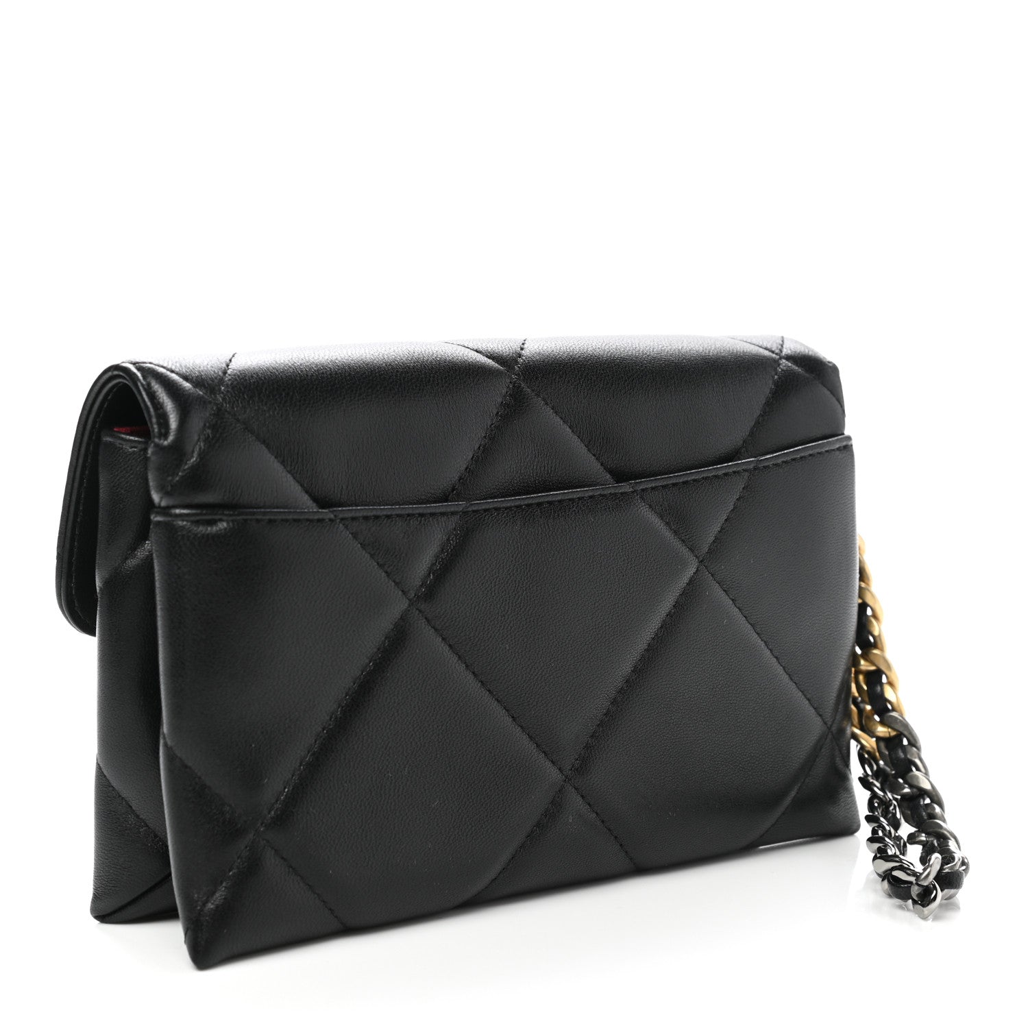 Chanel Lambskin Quilted Chanel 19 Flap Clutch Black 3 of 11