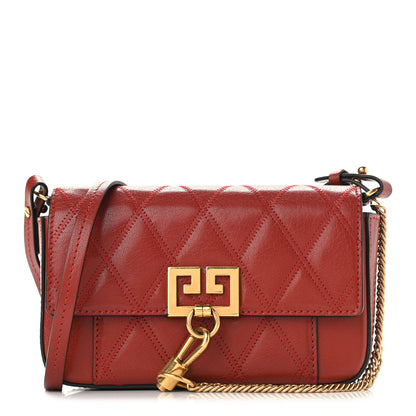 Givenchy Goatskin Quilted GV3 Mini Pocket Convertible Bag Vermillon 1 of 8