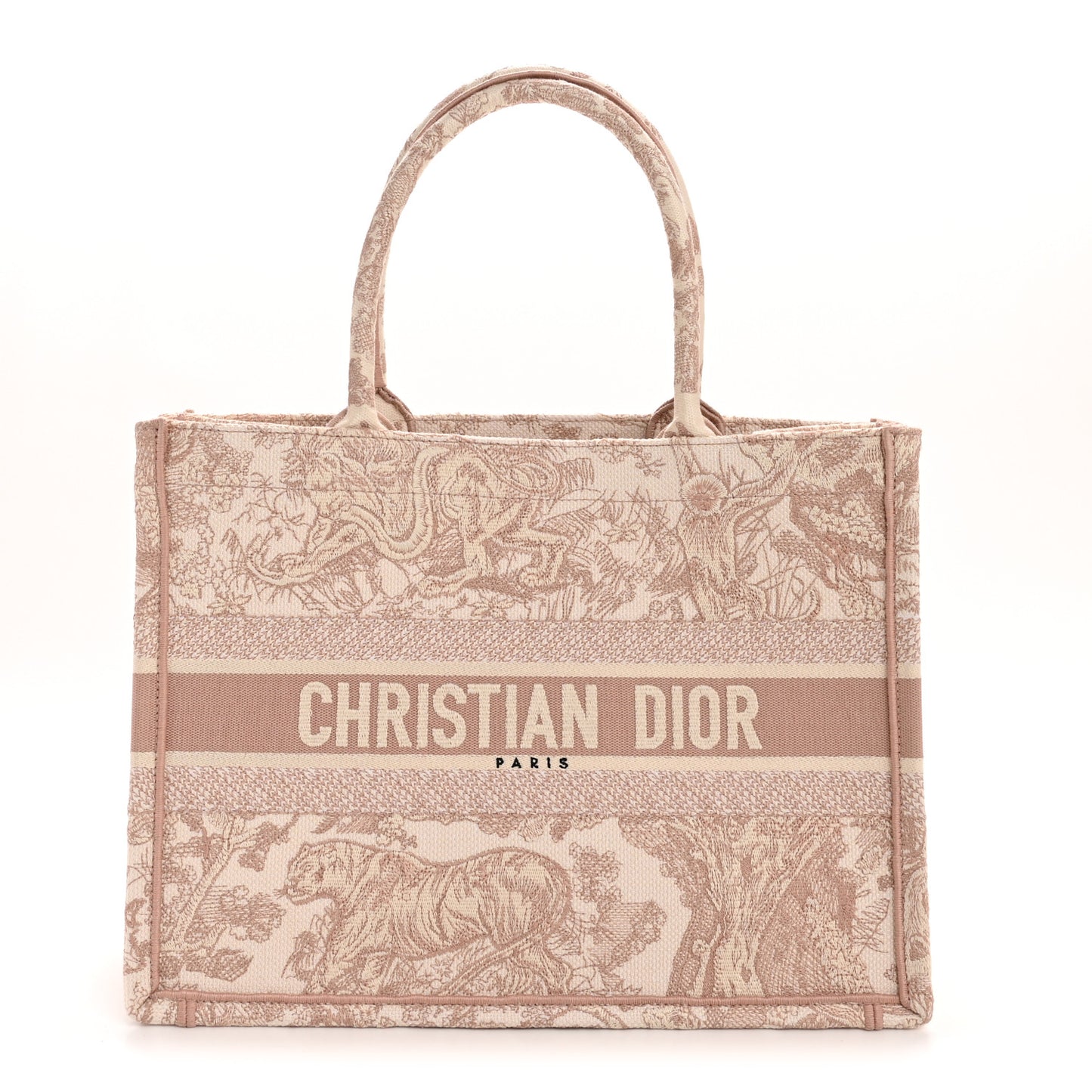 Canvas Embroidered Medium Dioriviera Toile De Jouy Book Tote Rose