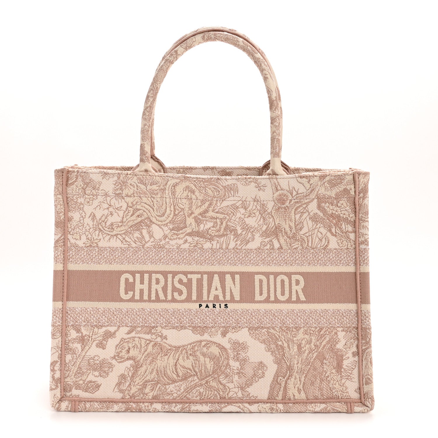 Christian Dior Canvas Embroidered Medium Dioriviera Toile De Jouy Book Tote Rose 1 of 12