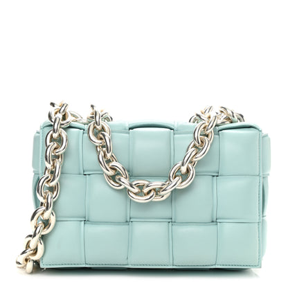 Bottega Veneta Lambskin Maxi Intreccio Padded Chain Cassette Crossbody Bag Spearmint 1 of 9
