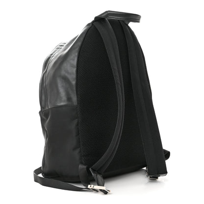 Fendi Nylon Vitello Liberty Vitello Dolce Monster Eyes Rounded Backpack Black Sunflower 3 of 13