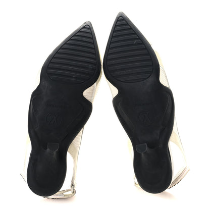 Louis Vuitton Lambskin Patent Calfskin Archlight Slingback Pumps 38 White Black 6 of 9
