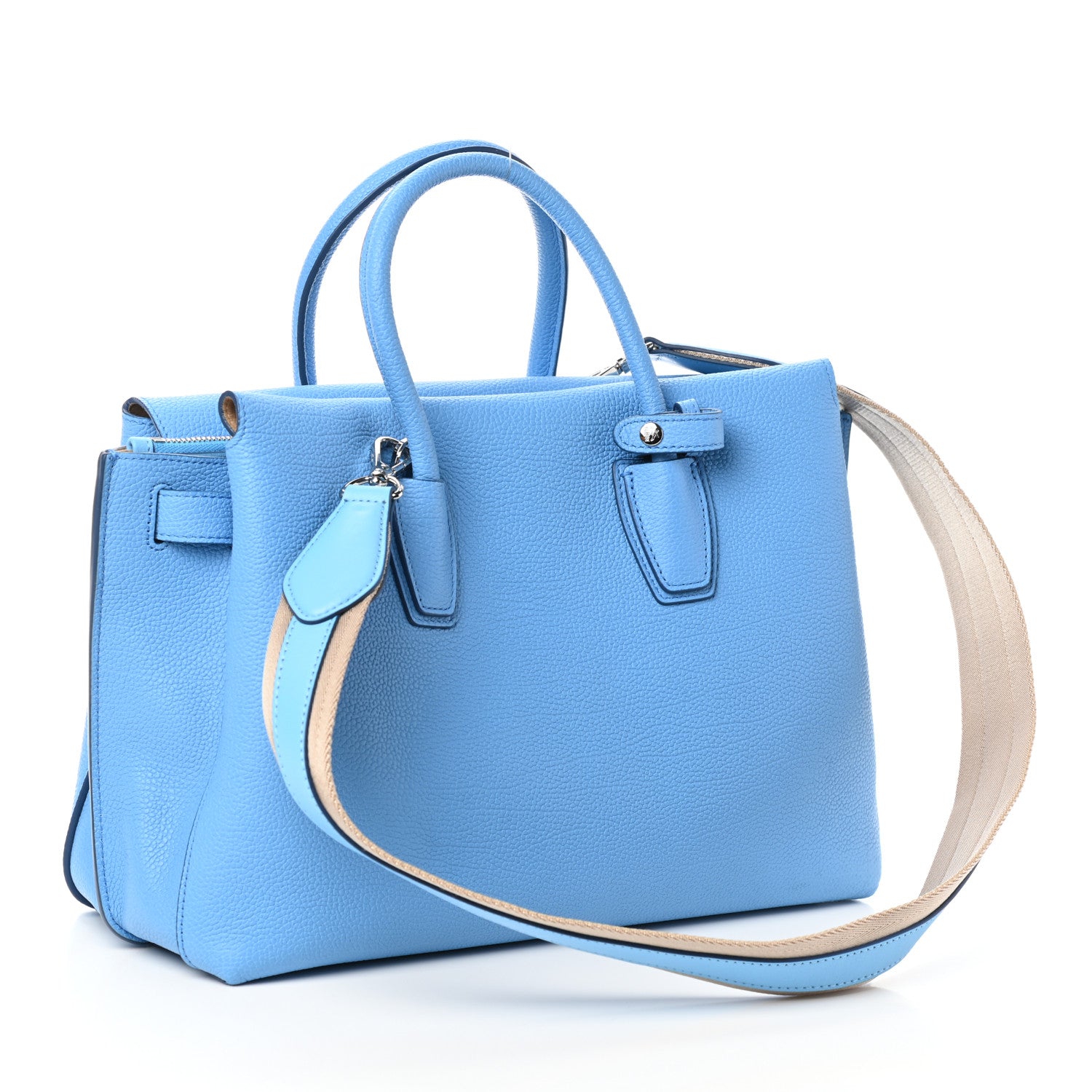MCM Grained Calfskin Medium Milla Tote Tile Blue 3 of 9