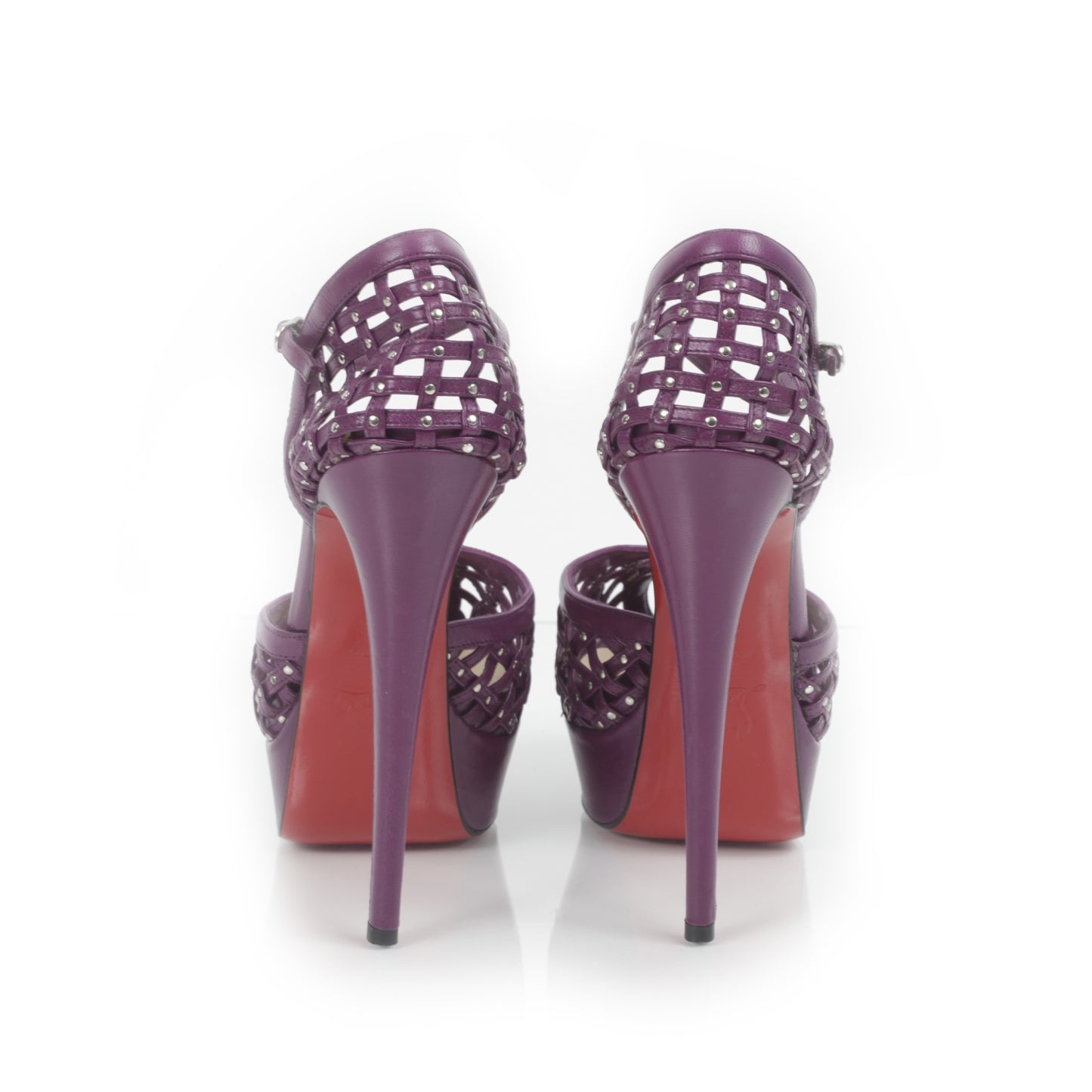 Studded Peep Toe Platform Pumps 37.5 Purple