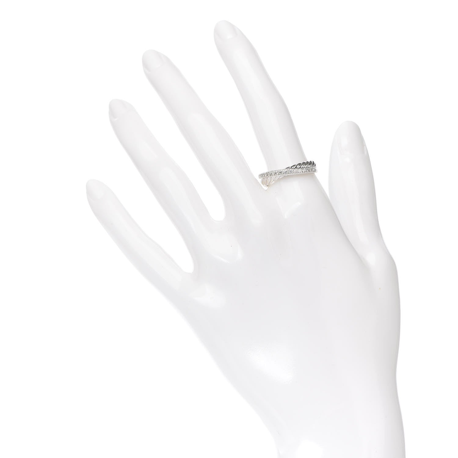 David Yurman Sterling Silver Diamond 5mm Crossover Ring 54 7 2 of 4