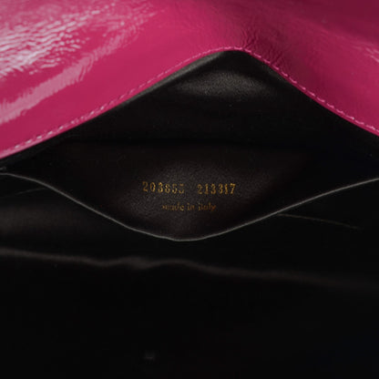 Saint Laurent Textured Patent Monogram Large Belle De Jour Clutch Fuchsia 7 of 7