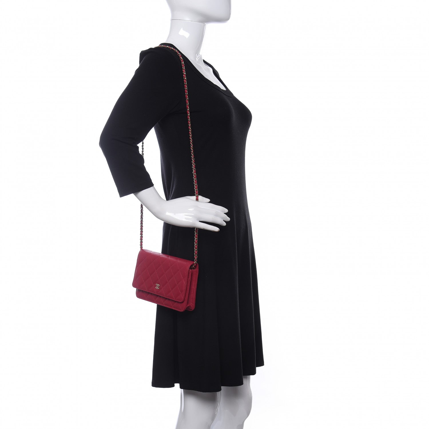 Chanel Caviar Quilted Wallet On Chain WOC Dark Pink 2 of 11
