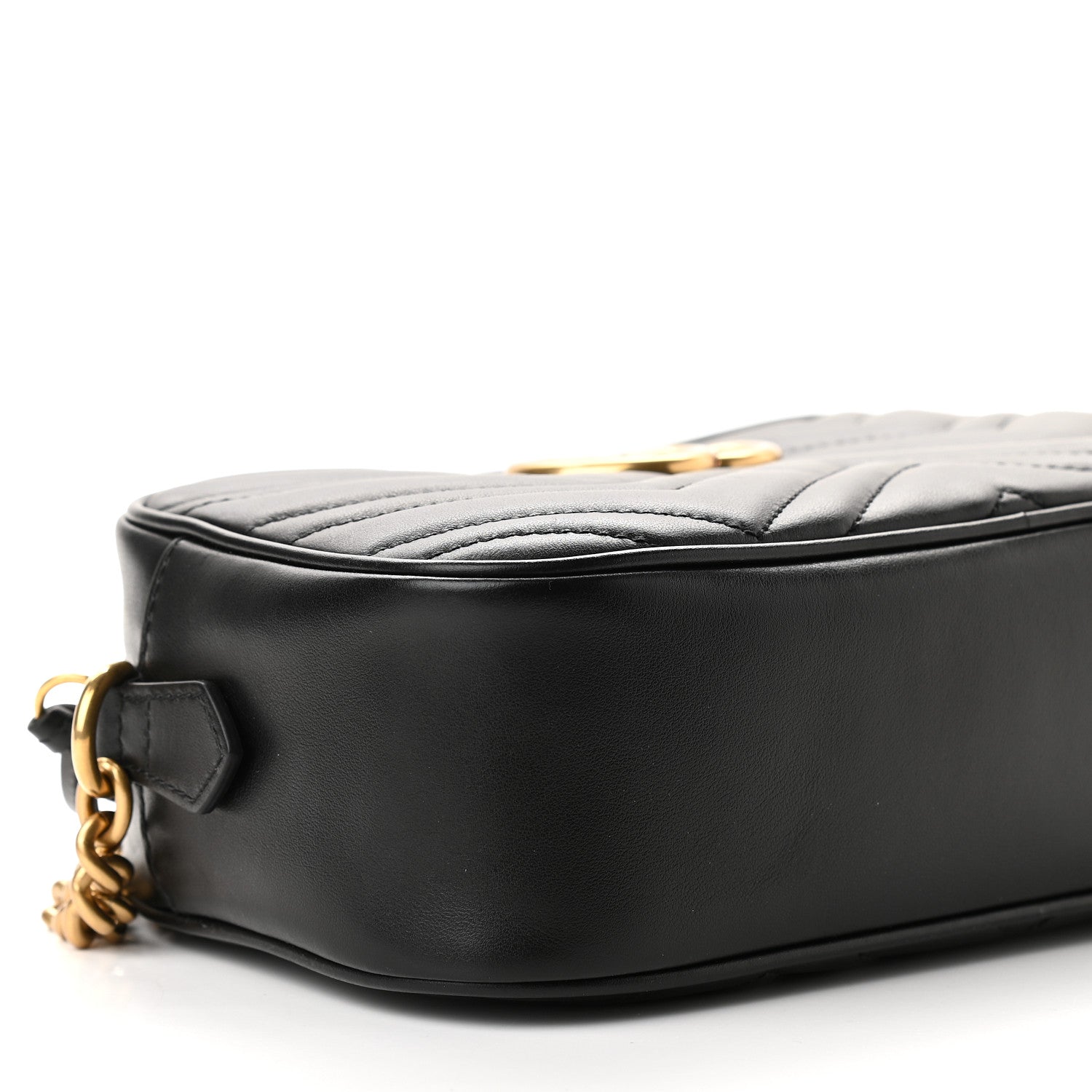 Gucci Calfskin Matelasse Small GG Marmont Chain Shoulder Bag Black 9 of 10