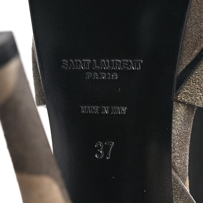 Saint Laurent Suede Camouflage Print Tribute 105 Platform Sandals 37 Green 7 of 10