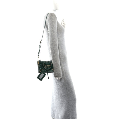 Balenciaga Shiny Supple Calfskin Crocodile Embossed Gold Metallic Edge Hardware Nano City Green 2 of 12