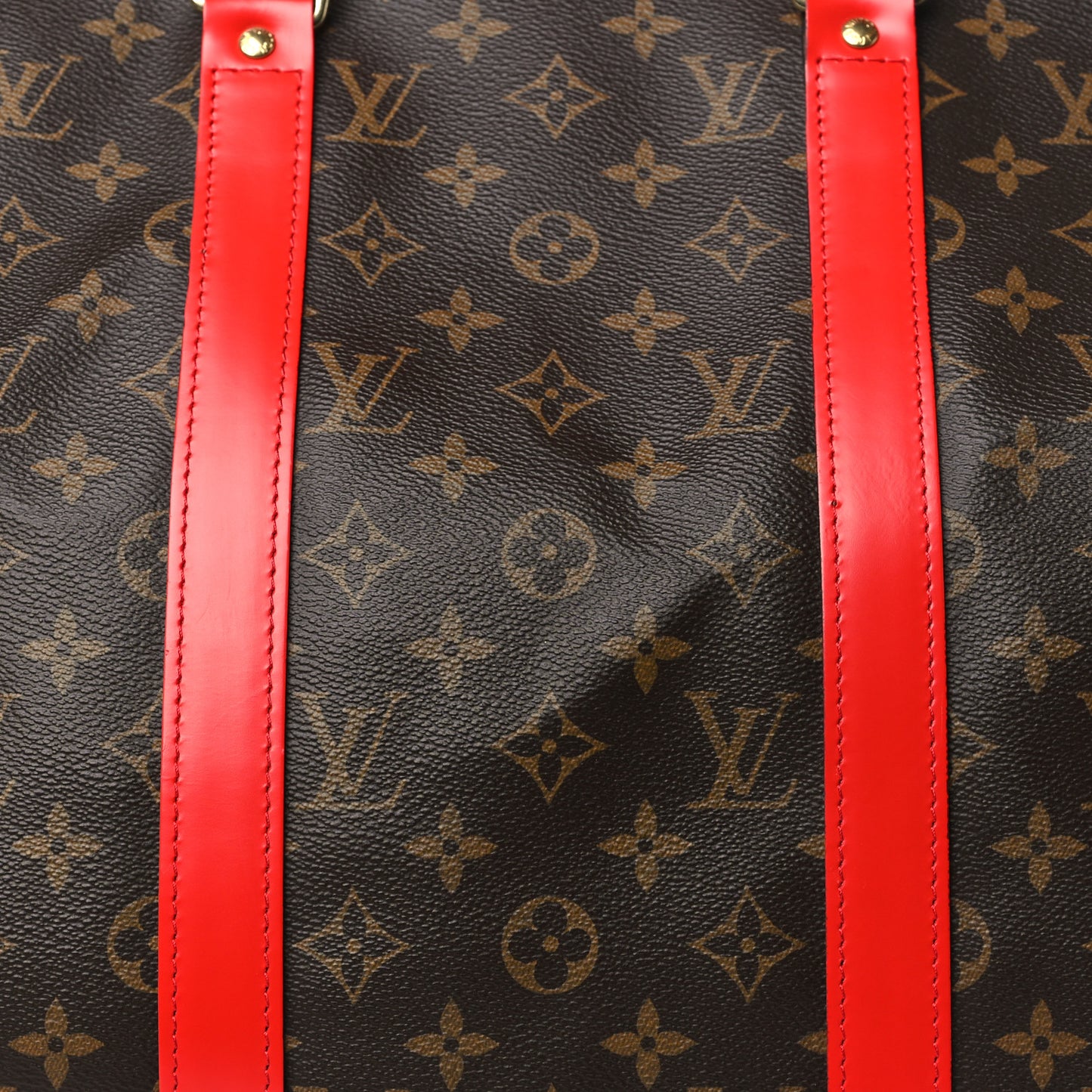 Calfskin Monogram Keepall Bandouliere 50 Coquelicot