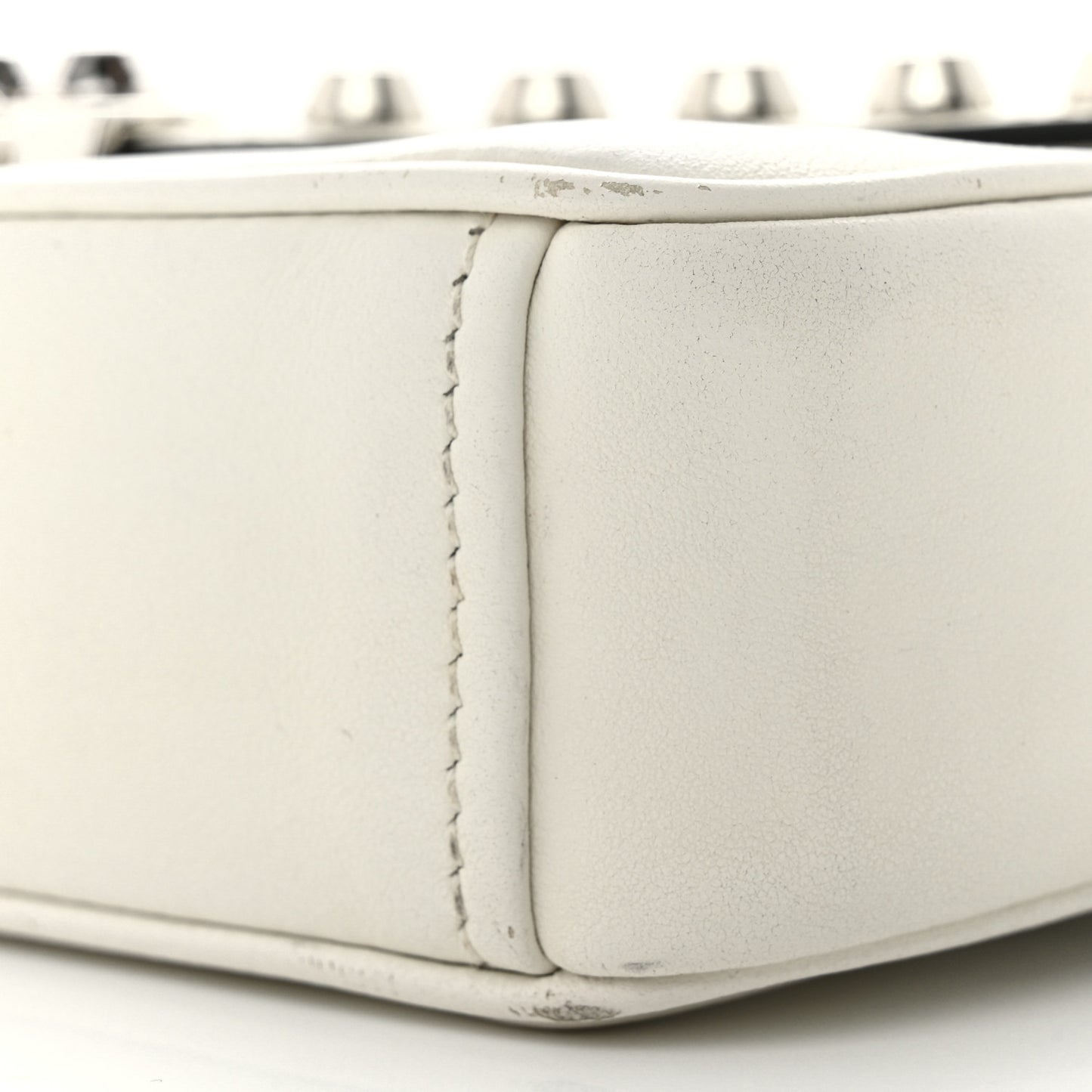 Vitello Calfskin Studded Shoulder Bag White