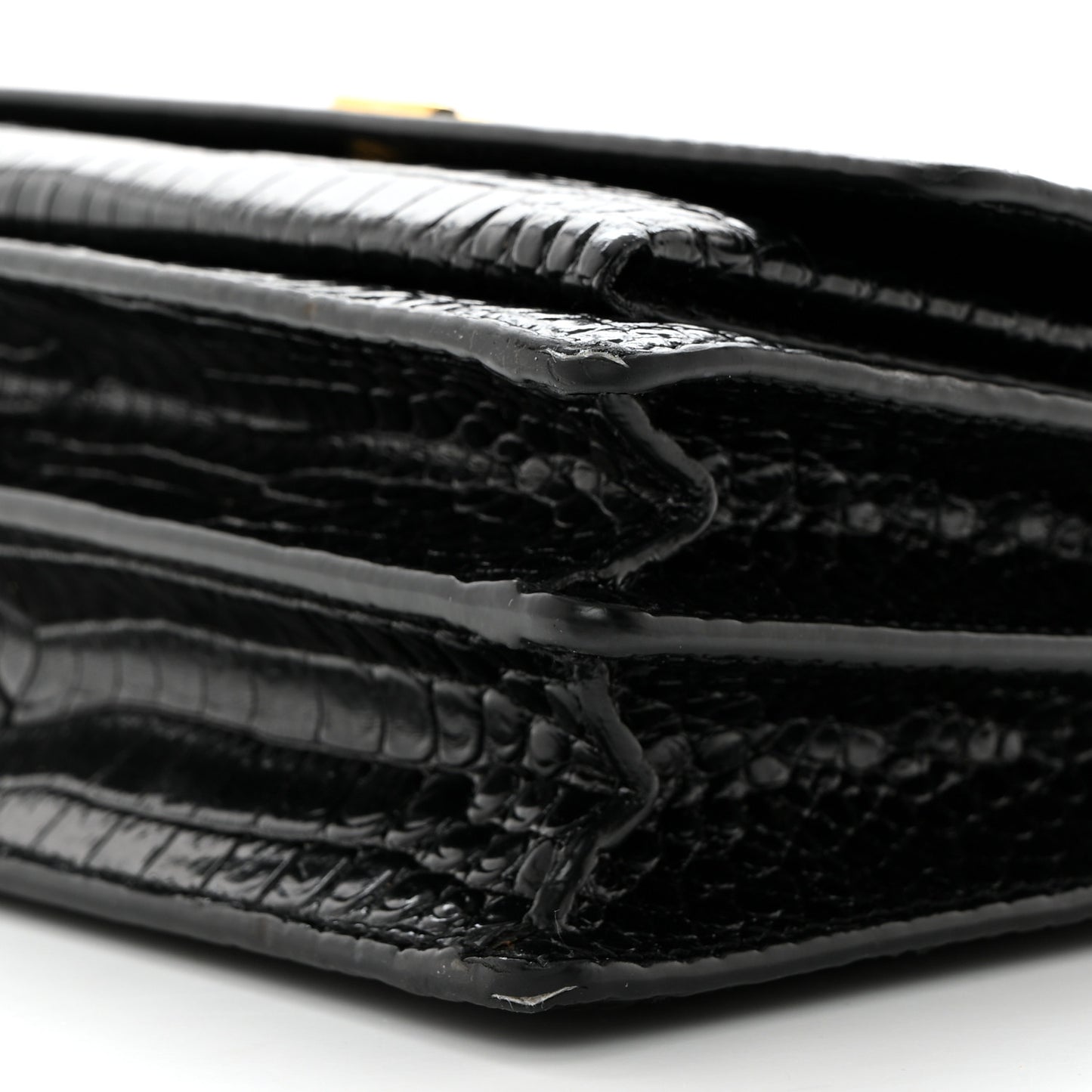 Calfskin Crocodile Embossed Medium Monogram Sunset Black