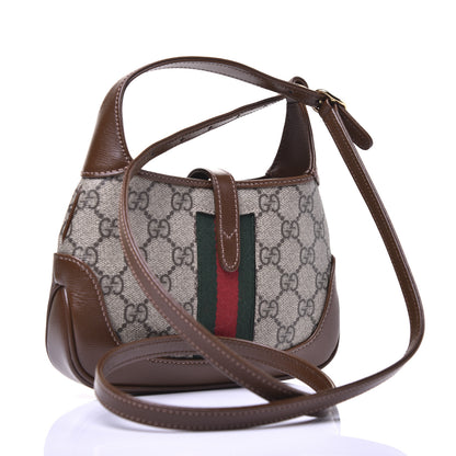 Gucci GG Supreme Monogram Azalea Calfskin Web Mini Jackie 1961 Hobo Beige Ebony Brown Sugar 3 of 15