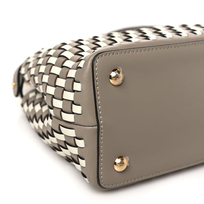 Fendi Calfskin Woven Mini Peekaboo Iconic Satchel Tortora White Ice 10 of 11