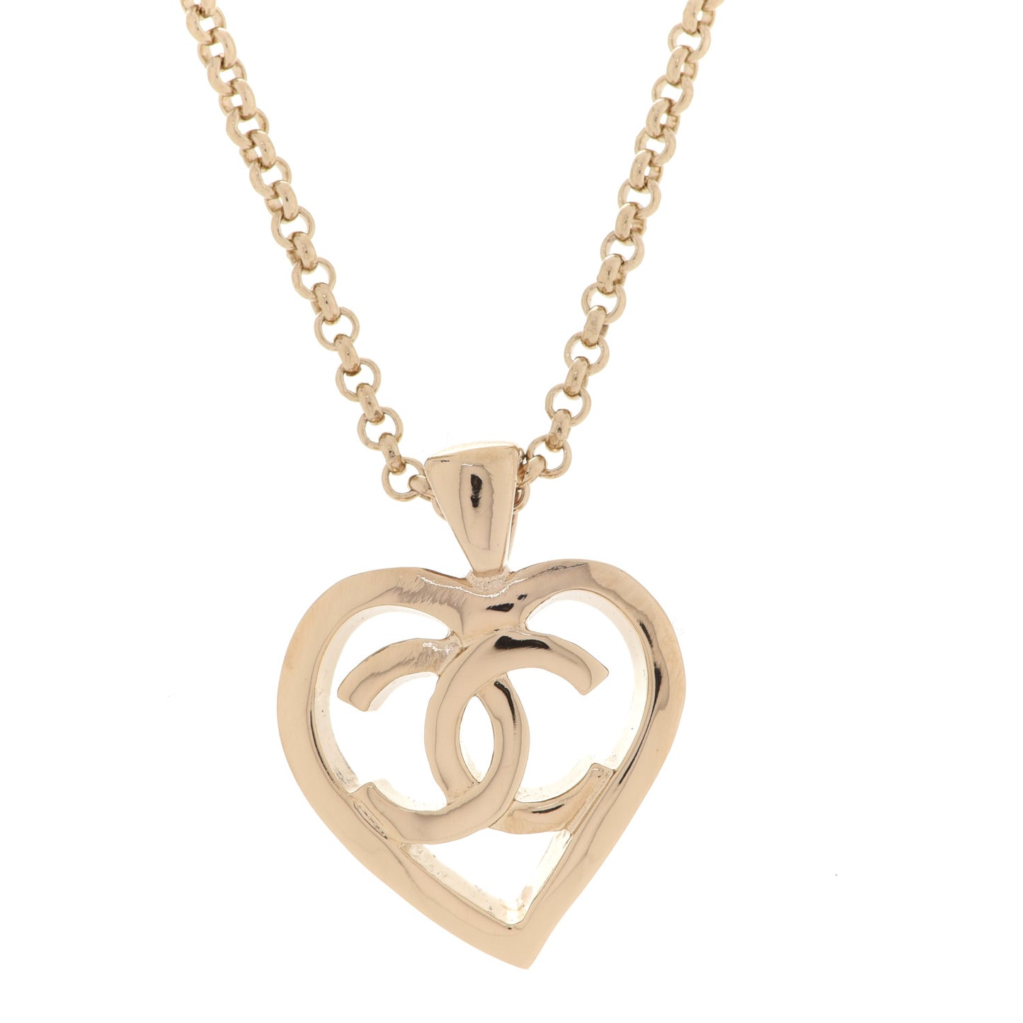 CC Heart Chain Pendant Necklace Gold