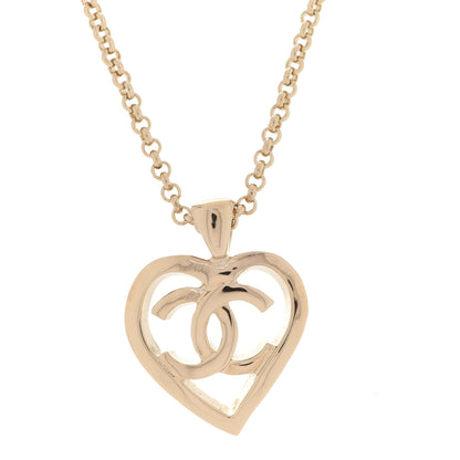Chanel CC Heart Chain Pendant Necklace Gold 4 of 6