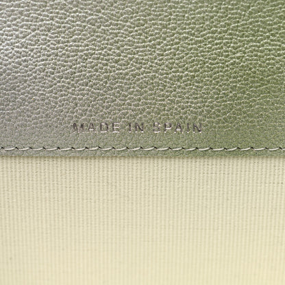 Chanel Metallic Goatskin Quilted Ombre Flap Card Holder Wallet Grey Green 6 of 8