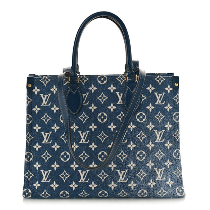 Louis Vuitton Monogram Jacquard Denim Onthego MM Bleu 1 of 8