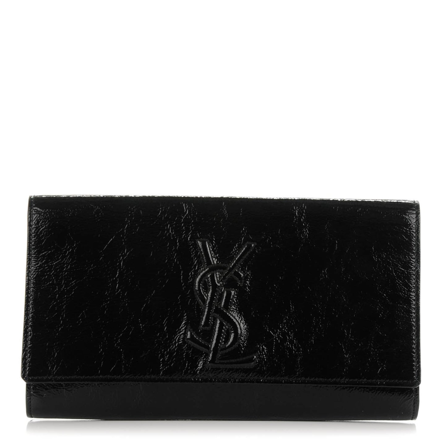 Textured Patent Monogram Large Belle De Jour Clutch Black