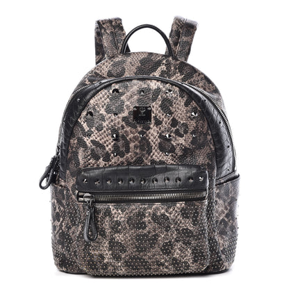 MCM Visetos Leopard Print Studded Small Stark Backpack Black 1 of 8