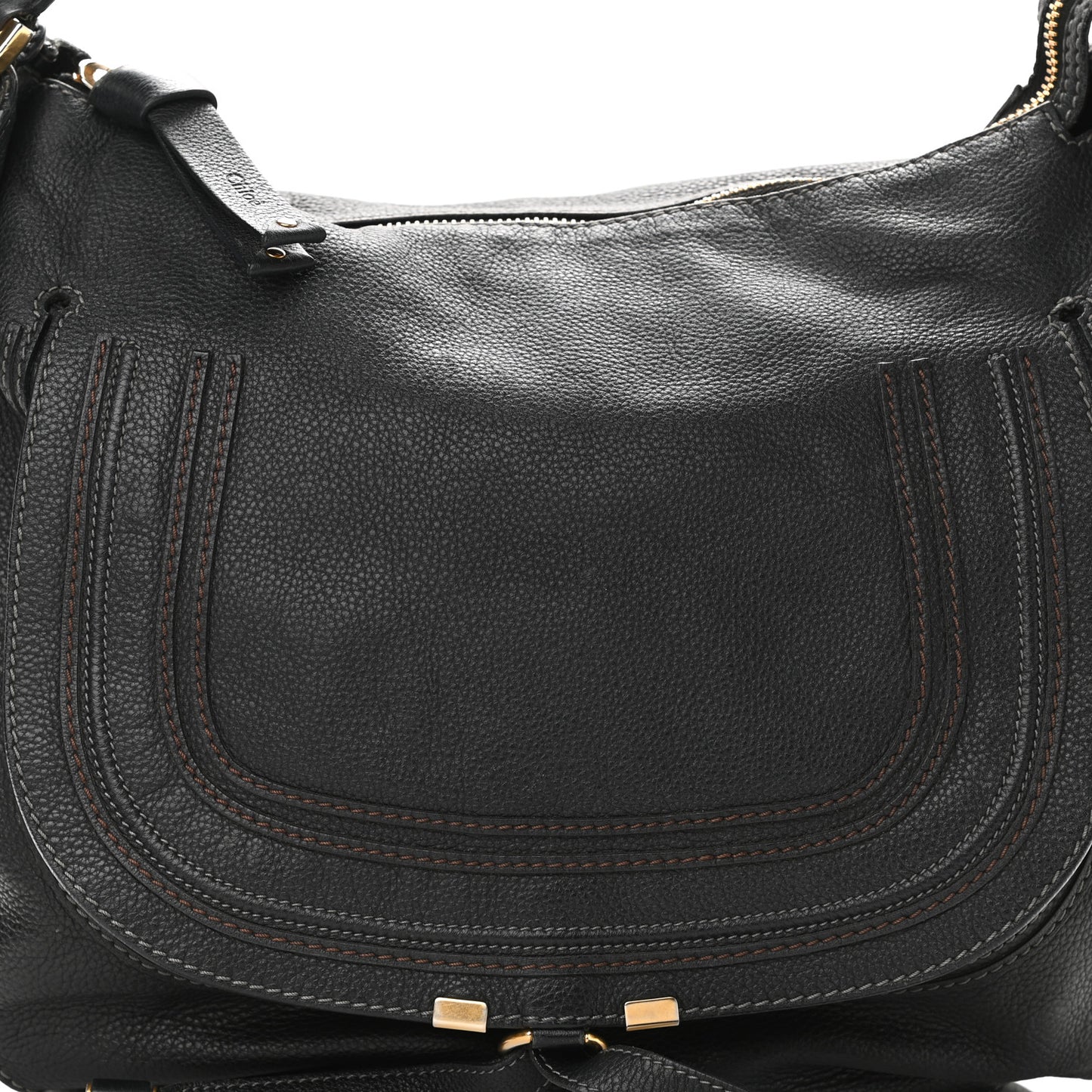 Calfskin Large Marcie Satchel Black
