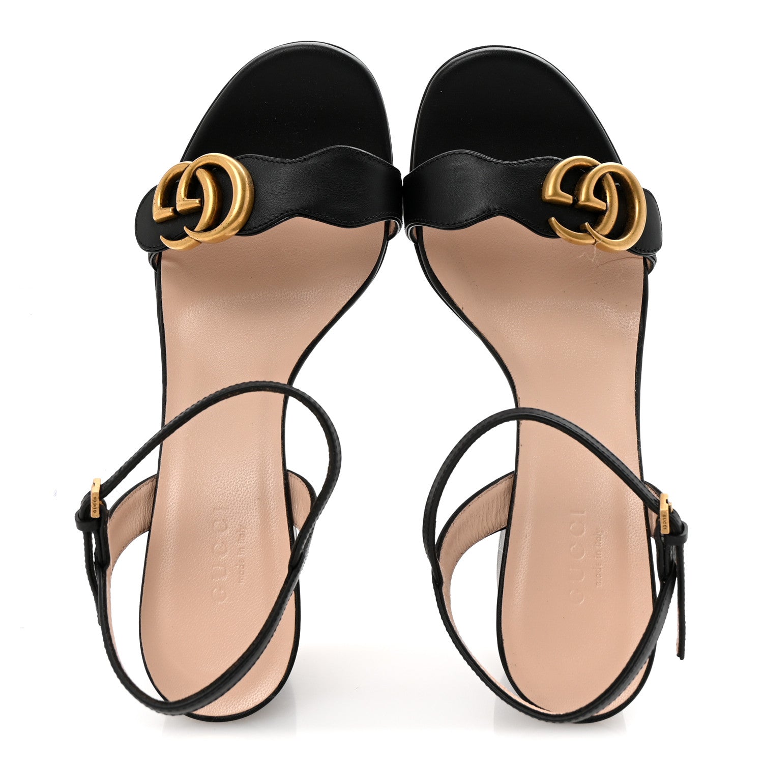 Gucci Lifford Calfskin GG Marmont Ankle Wrap 75mm Sandals 36.5 Black 2 of 9