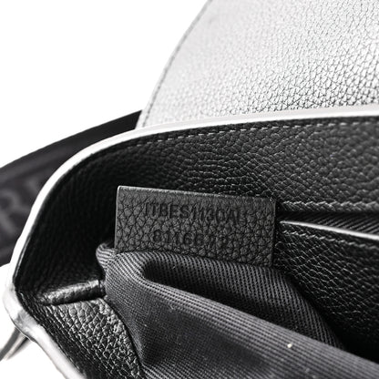 Burberry Grainy Calfskin Vintage Check Medium Note Crossbody Bag Black Post Red 7 of 10