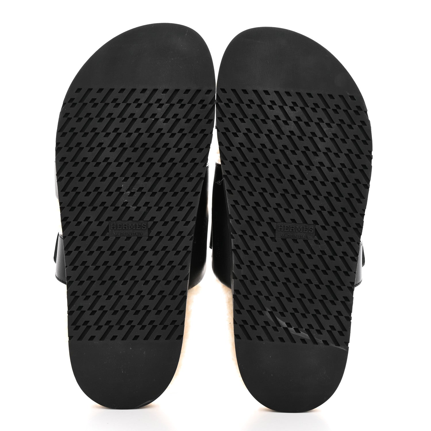 Hermes Calfskin Woolskin Womens Chypre Sandals 39 Black Ecru 5 of 10