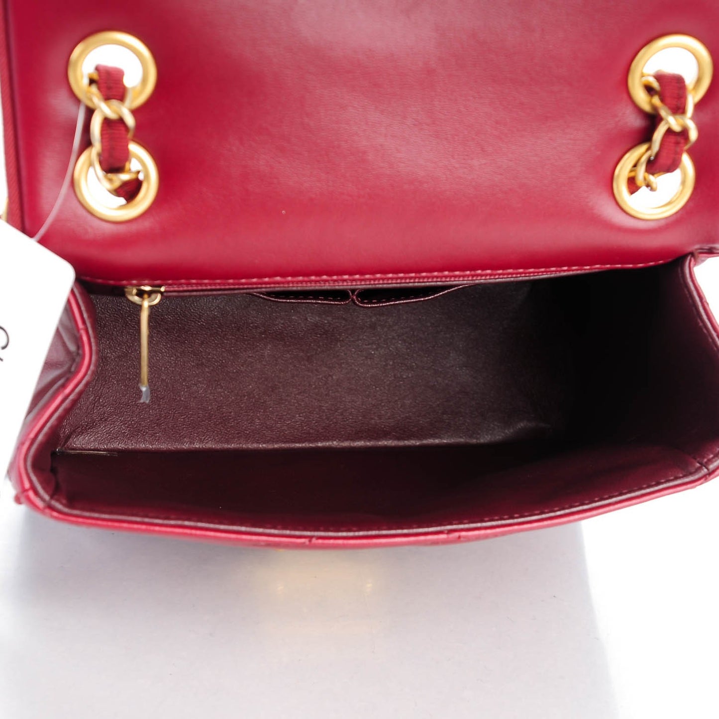 Lambskin Scallop Quilted Mini Pagoda Square Flap Burgundy