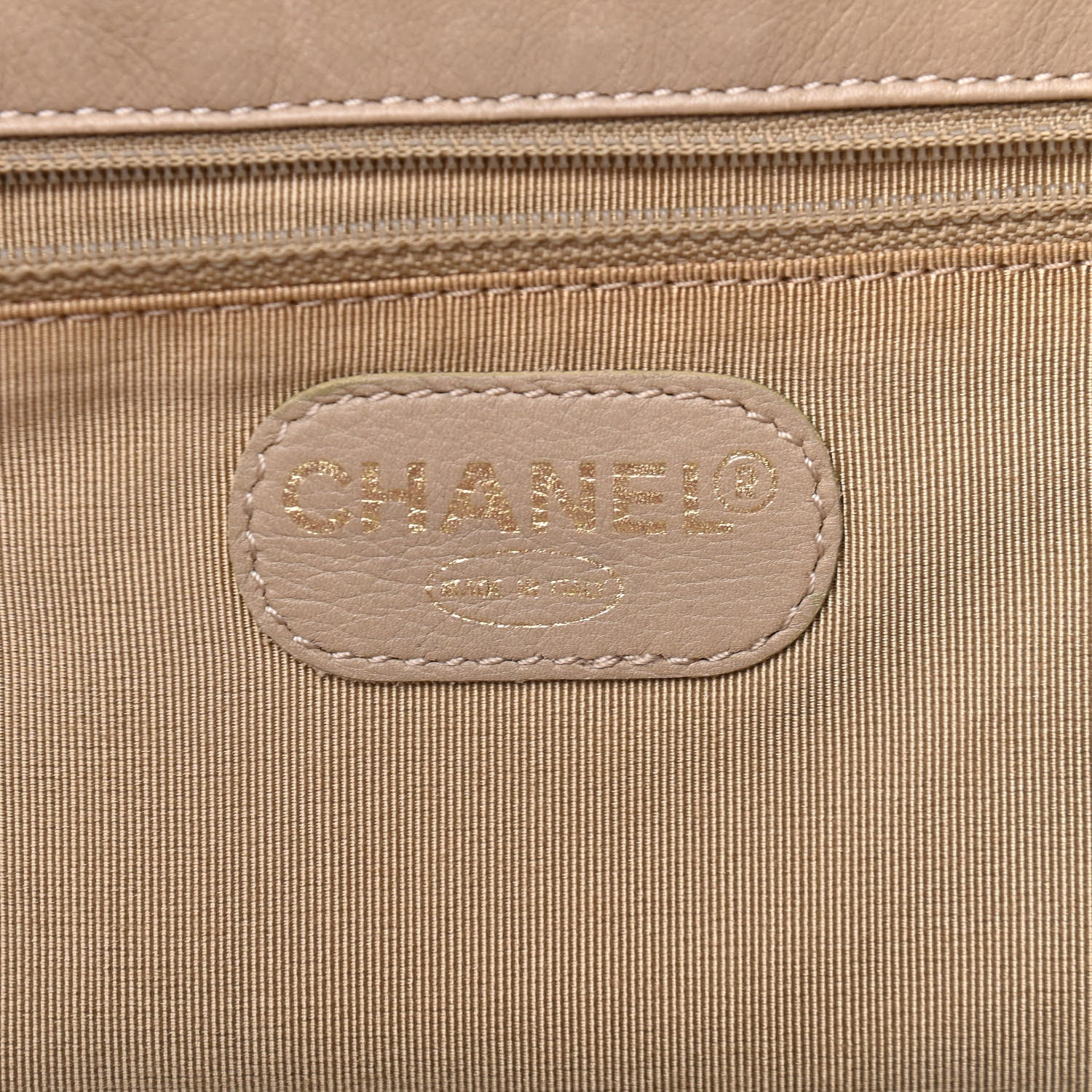 Chanel Canvas Calfskin Wooden Handle Bag Beige 5 of 6