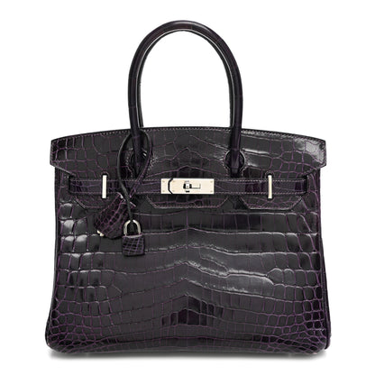 Hermes Shiny Niloticus Crocodile Birkin 30 Amethyst 1 of 18