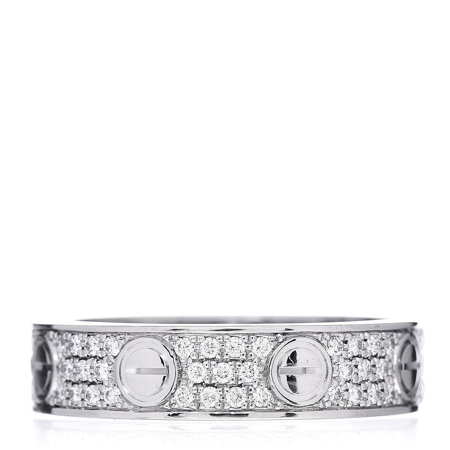 18K White Gold Diamond 4mm LOVE Wedding Paved Band Ring 46 3.75