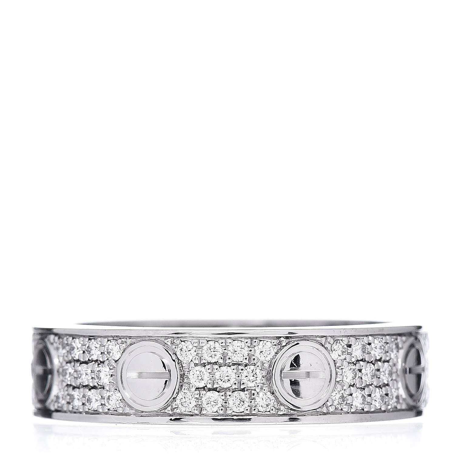Cartier 18K White Gold Diamond 4mm LOVE Wedding Paved Band Ring 46 3.75 1 of 4