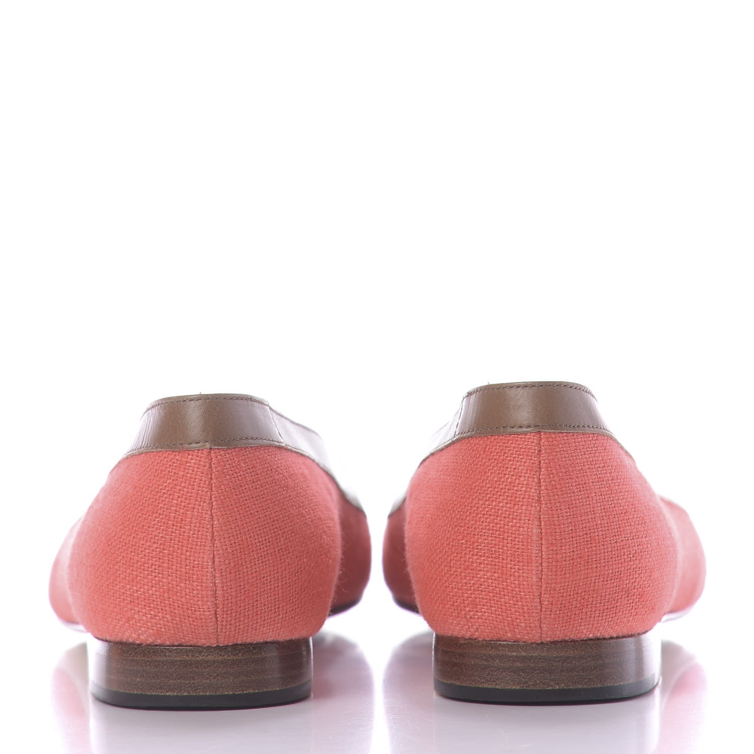 Hermes Linen Calfskin Infinitif Ballerina Flats 37 Orange Poppy Natural 5 of 10