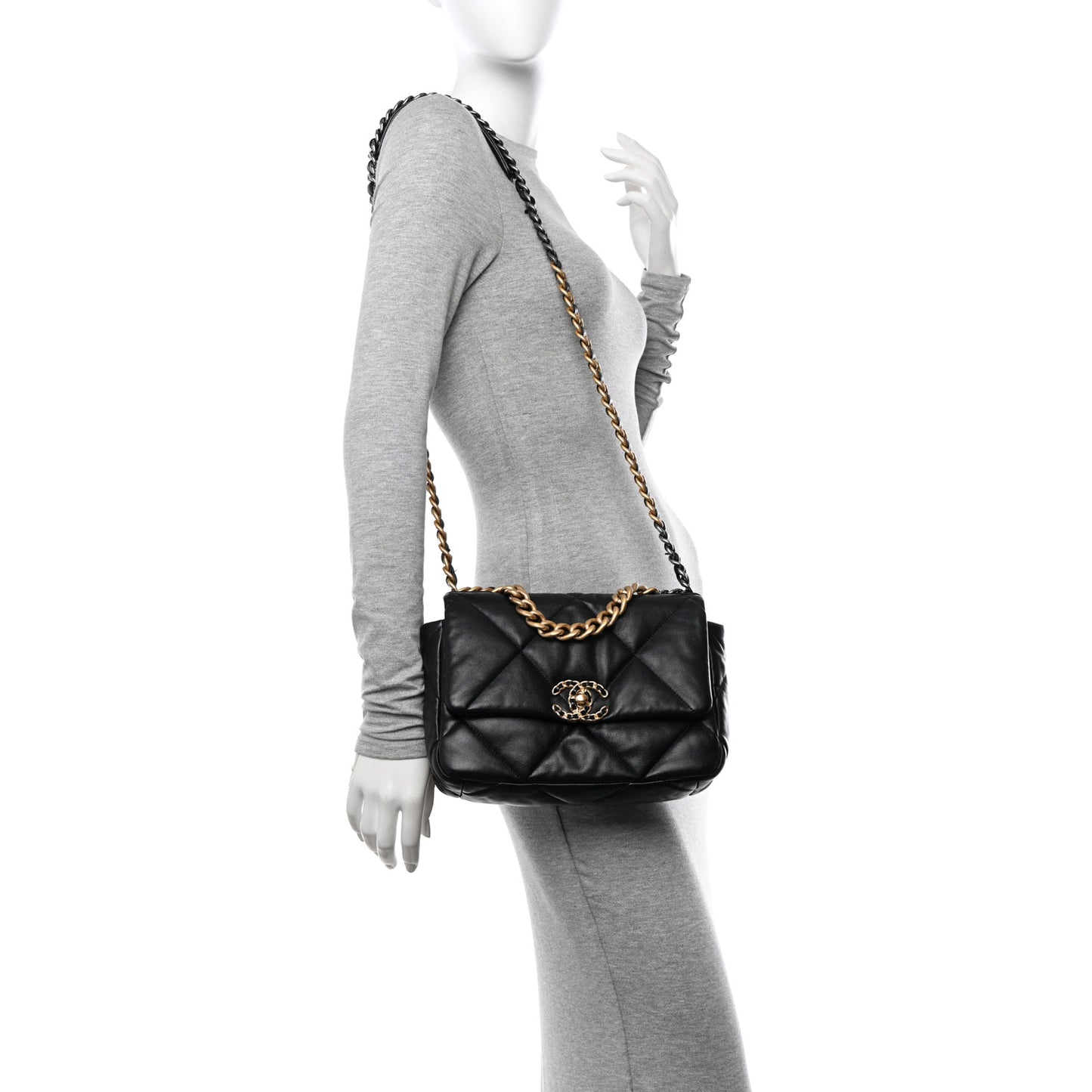 Lambskin Quilted Medium Chanel 19 Flap Black
