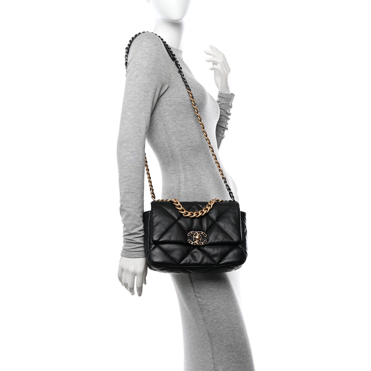 Chanel Lambskin Quilted Medium Chanel 19 Flap Black 2 of 11