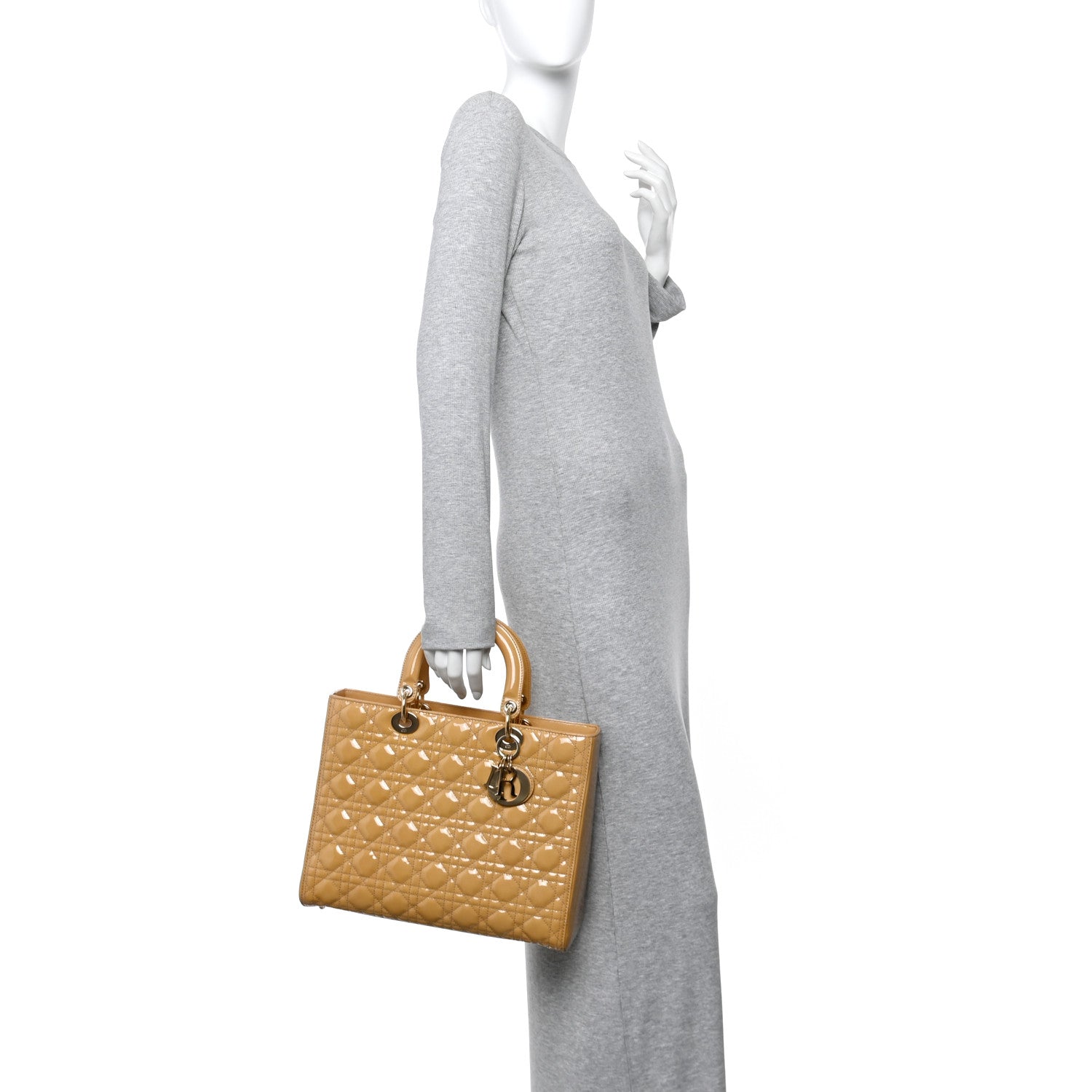 Christian Dior Patent Cannage Large Lady Dior Beige 2 of 10