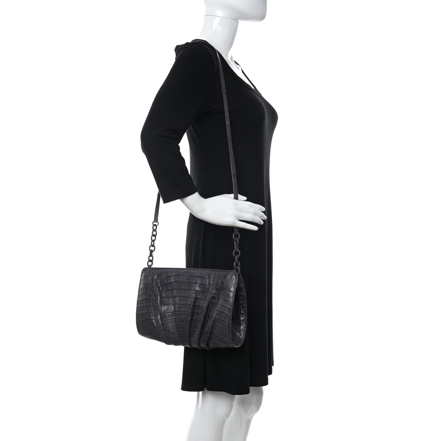 Crocodile Slim Frame Chain Clutch Degrade