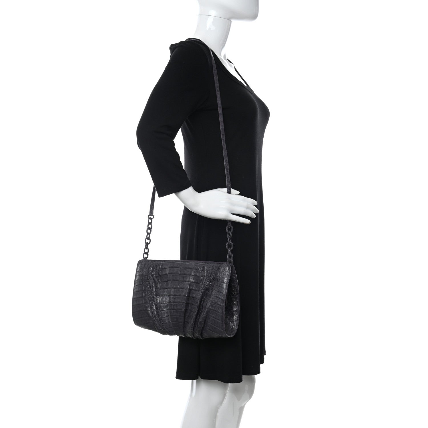 Nancy Gonzalez Crocodile Slim Frame Chain Clutch Degrade 2 of 9