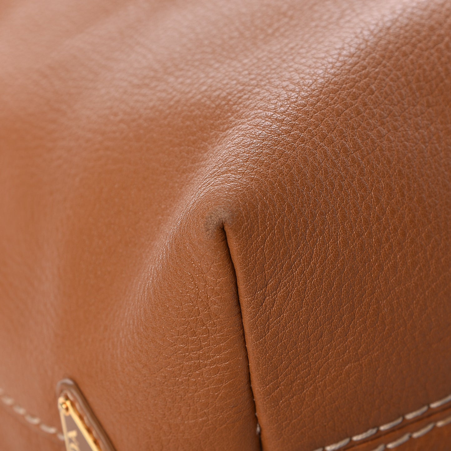 Vitello Daino Logo Shopping Tote Cuoio