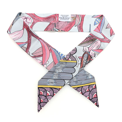 Hermes Silk Tree Of Song Twilly Bleu Pale Rose Blue Jean 1 of 4