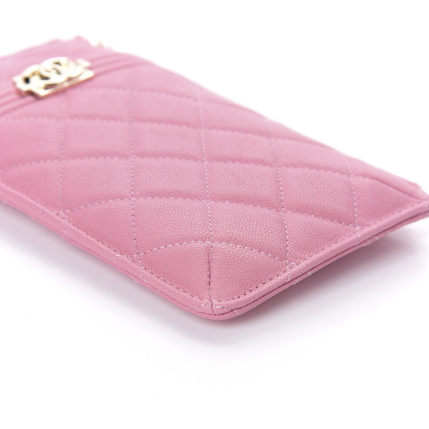 Caviar Quilted Boy Flat Wallet Pouch Pink