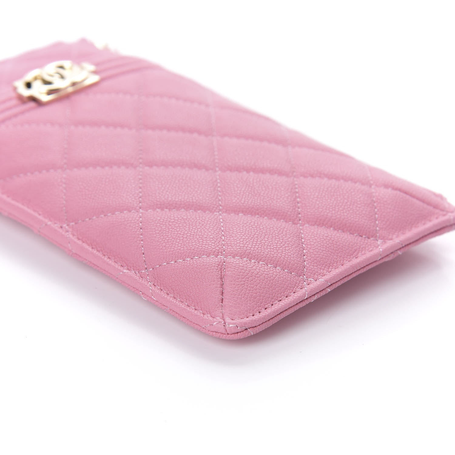 Chanel Caviar Quilted Boy Flat Wallet Pouch Pink 6 of 10